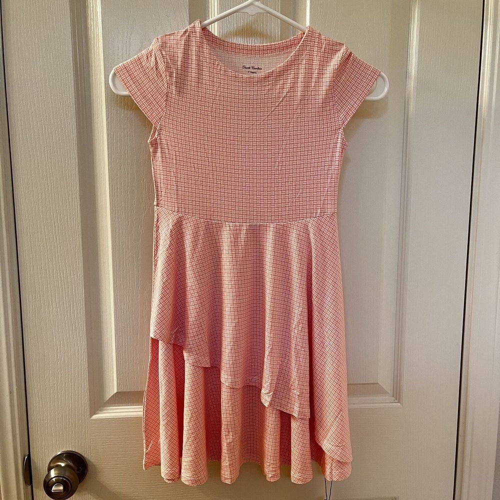 Sweet Bamboo Pink Emma's Tulip Basketweave Dress Girls Size 7 years NWT